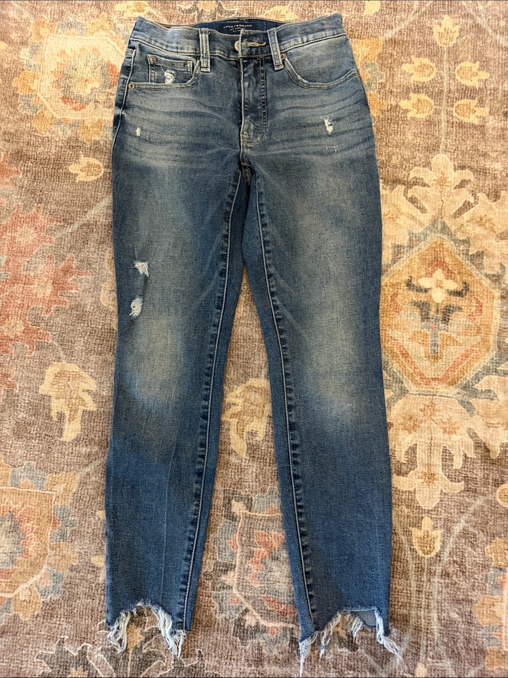 Lucky Brand Distressed Dark Blue Skinny Jeans